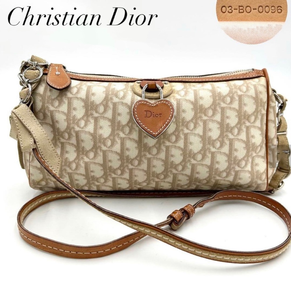 Rare Christian Dior Romantique Trotter Canvas Shoulder Bag